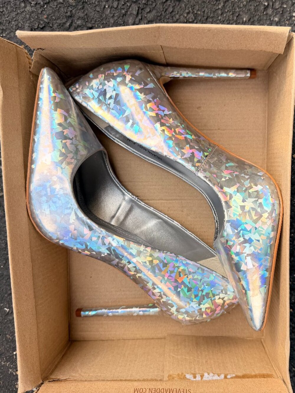 New Steve Madden Sparkly Silver Stiletto Heels Women's Size 8.5